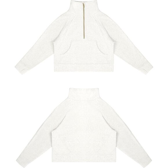 Womens Half-Zip Fleece Pullover Small Stand Collar Pockets Casual Warm - Picture 4 of 7